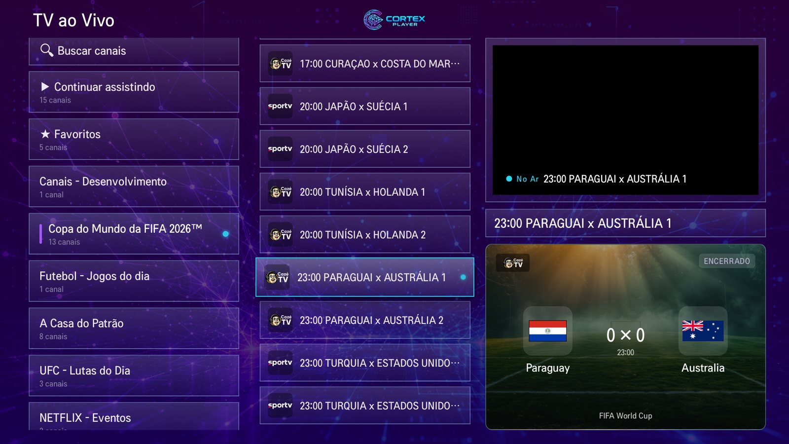 TV ao vivo com a Copa do Mundo
